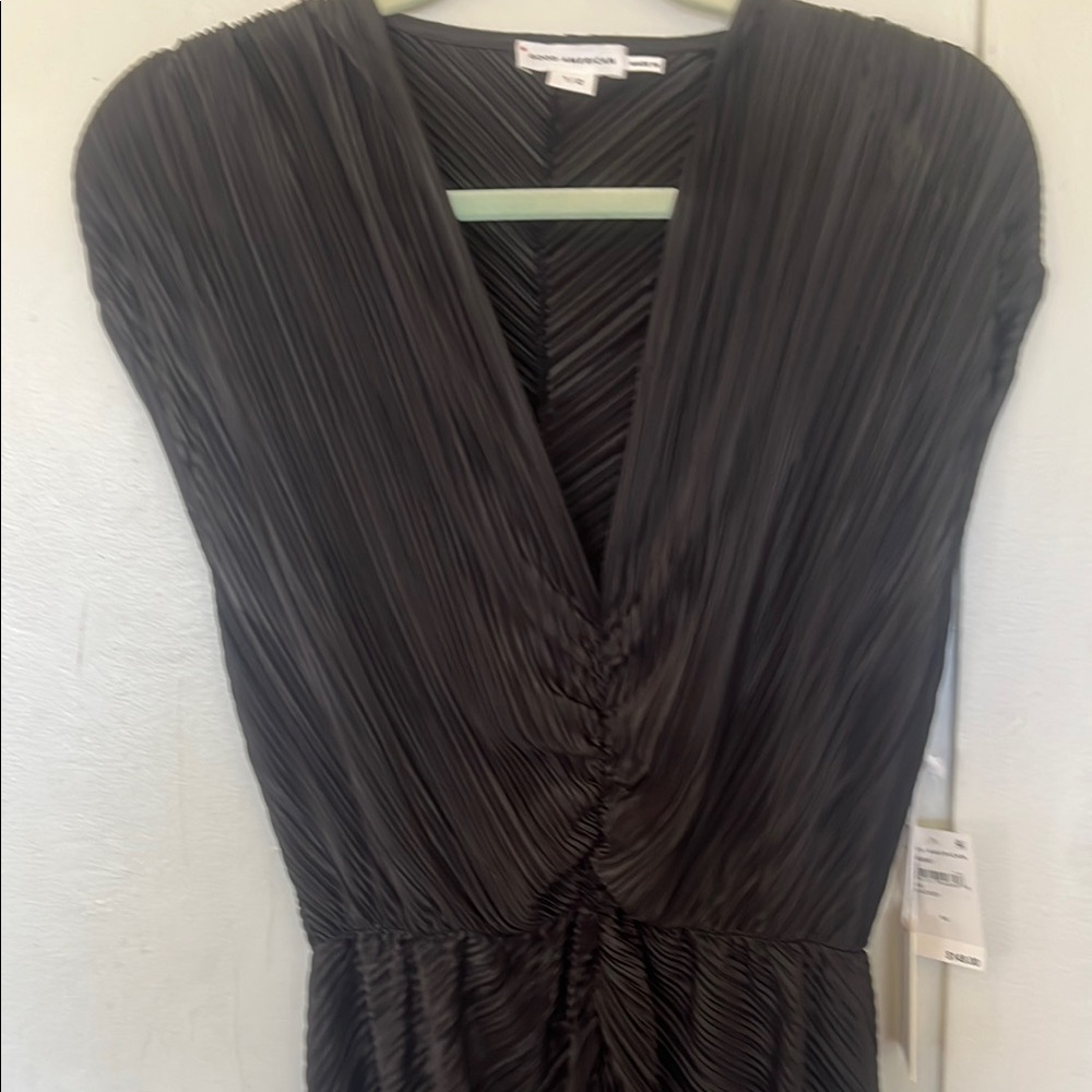 Good American Black Sheath Dress Plunge Neckline Sleeveless